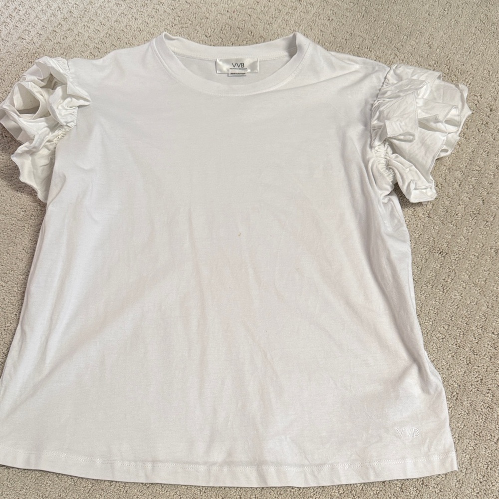 VVB Victoria Beckham Ruffled Sleeve T Shirt